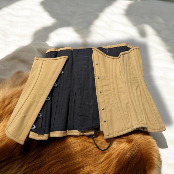 Tan Corset Bustier, Waist Trainer, High Shape-ware, Under-Bust, Boned, Cotton 26 - Picture 11 of 11